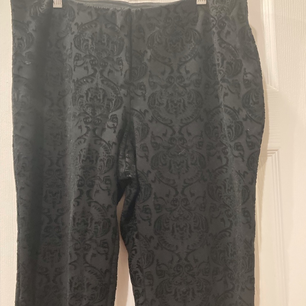 Black Damask Patterned Pants